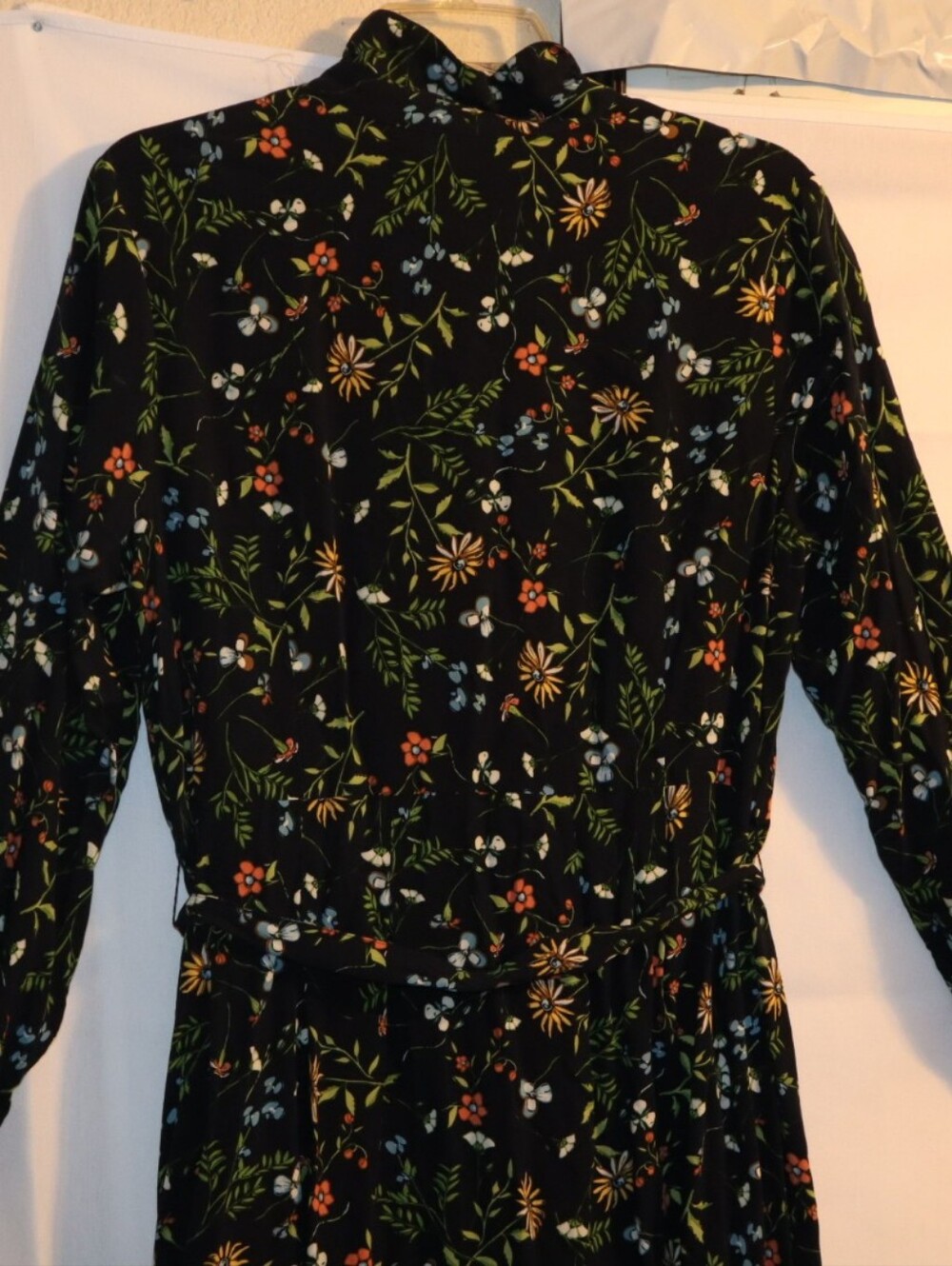 J.Jill Women’s Dark Navy Floral Long Sleeve Midi Shirt Dress Size Small - Picture 10 of 12